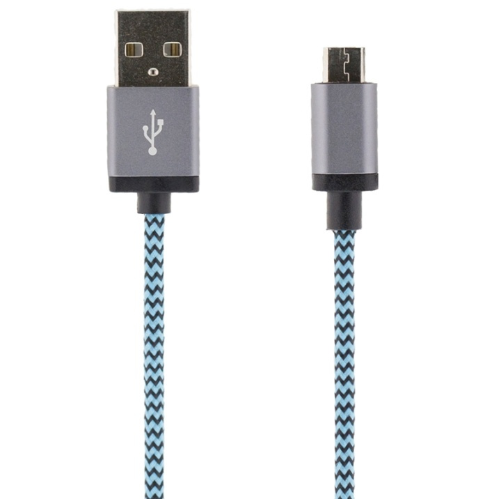 STREETZ USB-kabel, Tygklädd, Typ A ha - Typ Micro B, 1m, blå in the group SMARTPHONE & TABLETS / Chargers & Cables / Cables / Cables microUSB at TP E-commerce Nordic AB (38-37091)