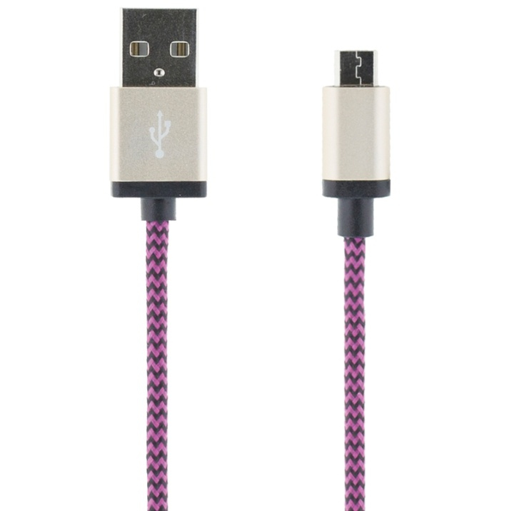 STREETZ USB-kabel, Tygklädd, Typ A ha - Typ Micro B, 1m, lila in the group SMARTPHONE & TABLETS / Chargers & Cables / Cables / Cables microUSB at TP E-commerce Nordic AB (38-37092)