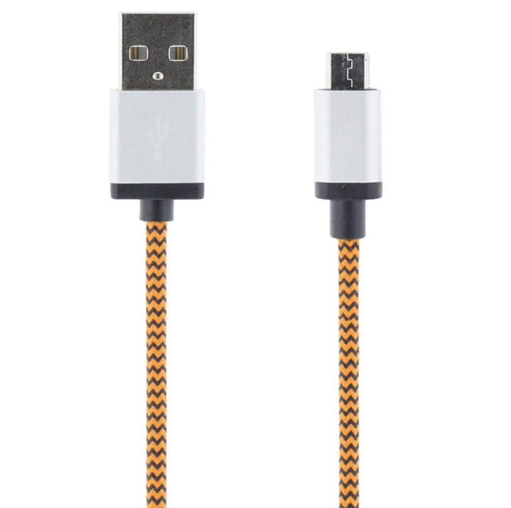 STREETZ USB cable, fabric coated, Type A M - Type Micro B, 1m, orange in the group SMARTPHONE & TABLETS / Chargers & Cables / Cables / Cables microUSB at TP E-commerce Nordic AB (38-37093)