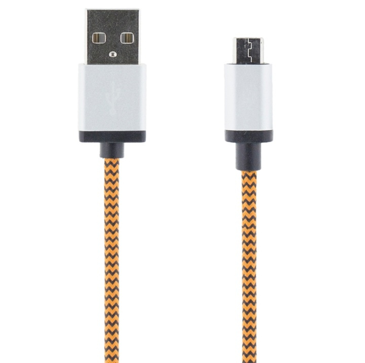 STREETZ USB-kabel, Tygklädd, Typ A ha - Typ Micro B, 2m, orange in the group SMARTPHONE & TABLETS / Chargers & Cables / Cables / Cables microUSB at TP E-commerce Nordic AB (38-37096)