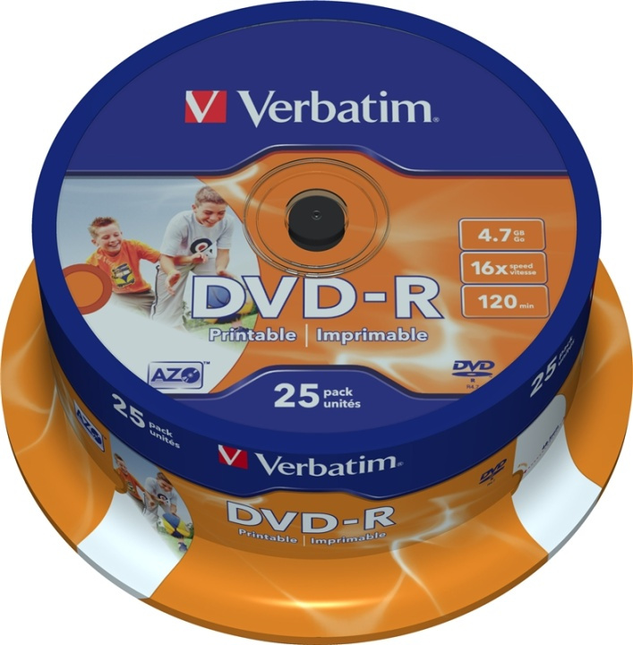 Verbatim DVD-R, 16x, 4,7 GB/120 min, 25-pack spindel, AZO, printable in the group HOME ELECTRONICS / Storage media / CD/DVD/BD-Discs / DVD-R at TP E-commerce Nordic AB (38-37129)