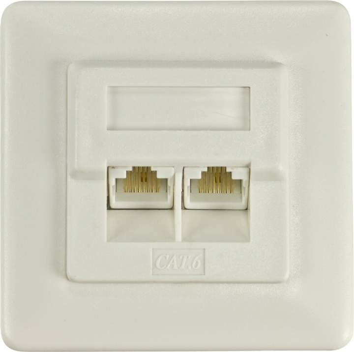 DELTACO oskärmat vägguttag, infällt, 2xRJ45, Cat6, vit in the group COMPUTERS & PERIPHERALS / Computer cables / Network cables / Wall sockets at TP E-commerce Nordic AB (38-37174)