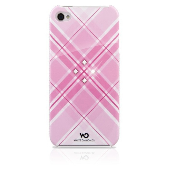 White Diamonds Grid Pink iPhone4 inkl Crystal Pin 3,5mm in the group SMARTPHONE & TABLETS / Phone cases / Apple / Older Apple models at TP E-commerce Nordic AB (38-38809)