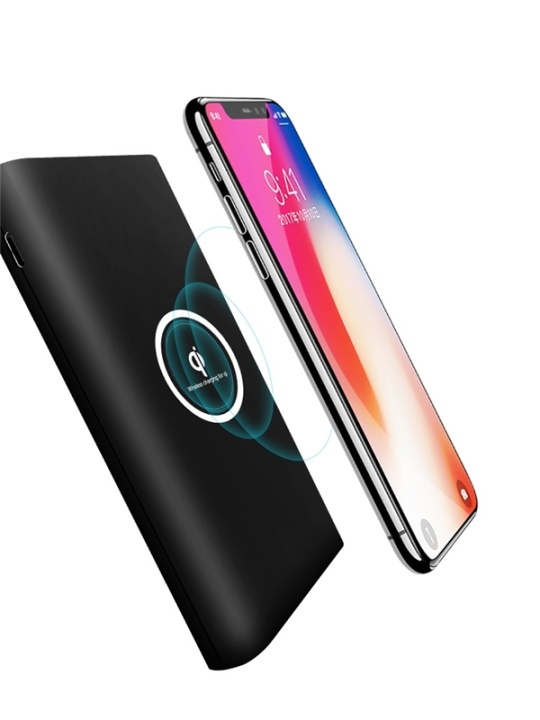 Powerbank 10000 mAh with wireless charging via Qi - Black in the group SMARTPHONE & TABLETS / Chargers & Cables / Powerbanks at TP E-commerce Nordic AB (38-39826)
