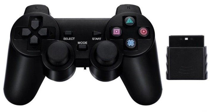 Trådlös handkontroll till Playstation 2 och PS1 (svart) in the group HOME ELECTRONICS / Game consoles & Accessories / Sony PlayStation 2 at TP E-commerce Nordic AB (38-39827)