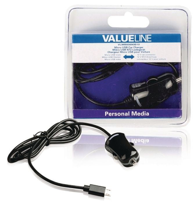 Valueline Car Charger 1-Output 2.1 A Micro USB Black in the group SMARTPHONE & TABLETS / Chargers & Cables / Car chargers / Car chargers micro-USB at TP E-commerce Nordic AB (38-41859)