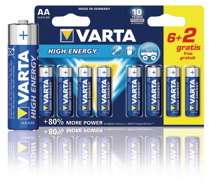 Varta Alkaline Battery AA 1.5 V High Energy 8-Promotional Blister in the group HOME ELECTRONICS / Batteries & Chargers / Batteries / AA at TP E-commerce Nordic AB (38-41918)