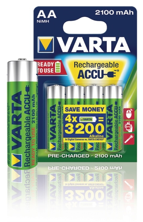 Varta Rechargeable NiMH Battery AA | 1.2 V DC | 2100 mAh | 4-Blister Card in the group HOME ELECTRONICS / Batteries & Chargers / Rechargable batteries / AA at TP E-commerce Nordic AB (38-41936)
