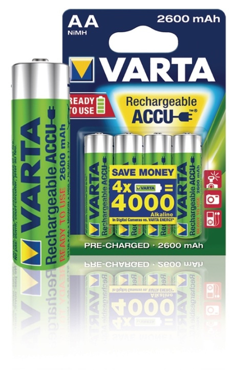 Varta Rechargeable NiMH Battery AA | 1.2 V DC | 2500 mAh | 4-Blister Card in the group HOME ELECTRONICS / Batteries & Chargers / Rechargable batteries / AA at TP E-commerce Nordic AB (38-41938)