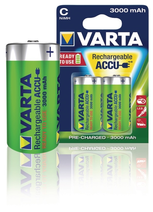 Varta Rechargeable NiMH Battery C | 1.2 V DC | 3000 mAh | Precharged | 2-Blister | HR14 | Green / Yellow in the group HOME ELECTRONICS / Batteries & Chargers / Rechargable batteries / Other at TP E-commerce Nordic AB (38-41942)