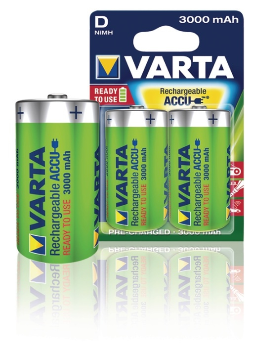 Varta Rechargeable NiMH Battery D | 1.2 V DC | 3000 mAh | Precharged | 2-Blister | HR20 | Green / Yellow in the group HOME ELECTRONICS / Batteries & Chargers / Rechargable batteries / Other at TP E-commerce Nordic AB (38-41943)