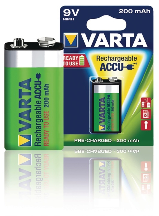 Varta Rechargeable NiMH Battery E-Block | 9 V DC | 200 mAh | Precharged | 1-Blister | 6HR61 | Green / Yellow in the group HOME ELECTRONICS / Batteries & Chargers / Rechargable batteries / Other at TP E-commerce Nordic AB (38-41944)