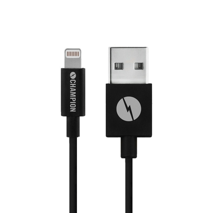 Champion USB-A to Lightning Cable 1m Black in the group SMARTPHONE & TABLETS / Chargers & Cables / Cables / Cables Lightning at TP E-commerce Nordic AB (38-43094)
