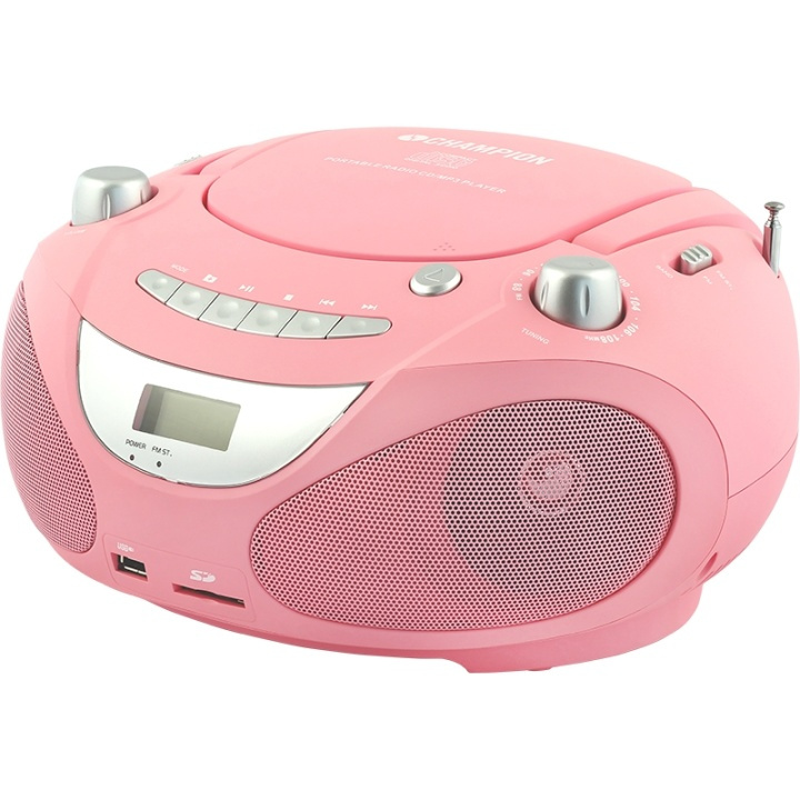Champion Boombox CD/Radio/MP3/USB Pink in the group HOME ELECTRONICS / Audio & Picture / Home cinema, Hifi & Portable / Compact stereo & Record players at TP E-commerce Nordic AB (38-43205)
