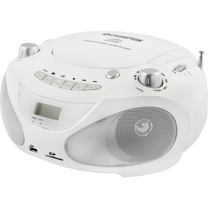 Champion Boombox CD/Radio/MP3/USB White in the group HOME ELECTRONICS / Audio & Picture / Home cinema, Hifi & Portable / Compact stereo & Record players at TP E-commerce Nordic AB (38-43206)