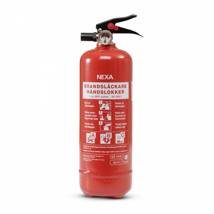 Nexa Fire & Safety Brandsläckare Röd 1kg 8A in the group HOME, HOUSEHOLD & GARDEN / Alarm & Security / Fire, smoke, gas / fire extinguishers at TP E-commerce Nordic AB (38-47078)