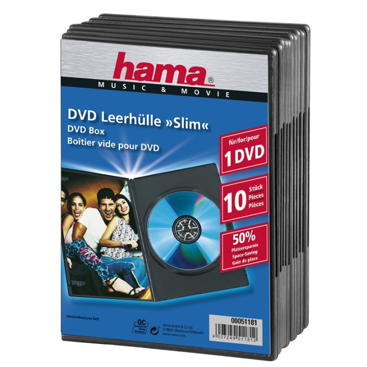 Hama Slim DVD Jewel Case, pack of 10, black in the group HOME ELECTRONICS / Storage media / CD/DVD/BD-Discs / CD/DVD storage at TP E-commerce Nordic AB (38-47336)