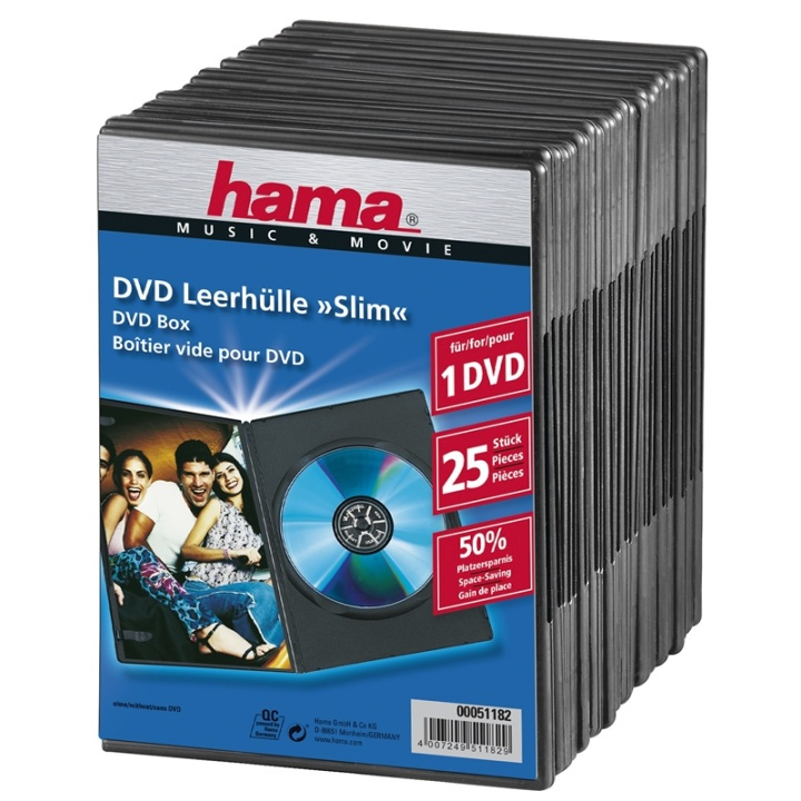 HAMA Slim DVD Jewel Case, pack of 25, black in the group HOME ELECTRONICS / Storage media / CD/DVD/BD-Discs / CD/DVD storage at TP E-commerce Nordic AB (38-47337)