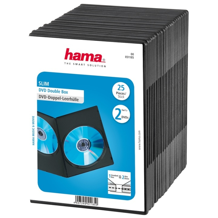 Hama Slim DVD Double Jewel Case, p ack of 25, black in the group HOME ELECTRONICS / Storage media / CD/DVD/BD-Discs / CD/DVD storage at TP E-commerce Nordic AB (38-47339)