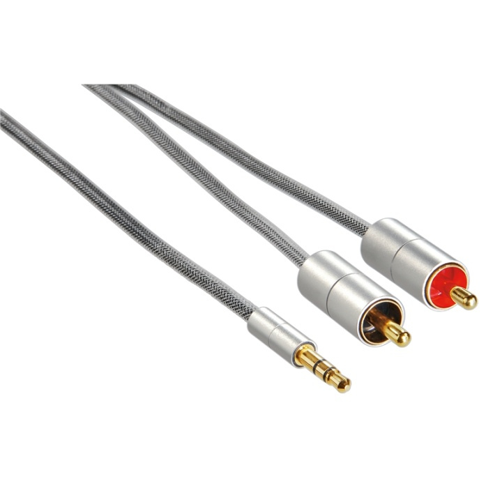 HAMA AluLine Connecting Cable, 3.5 mm stereo jack plug - 2x RCA p in the group HOME ELECTRONICS / Cables & Adapters / Audio analog / 3.5 mm at TP E-commerce Nordic AB (38-47406)
