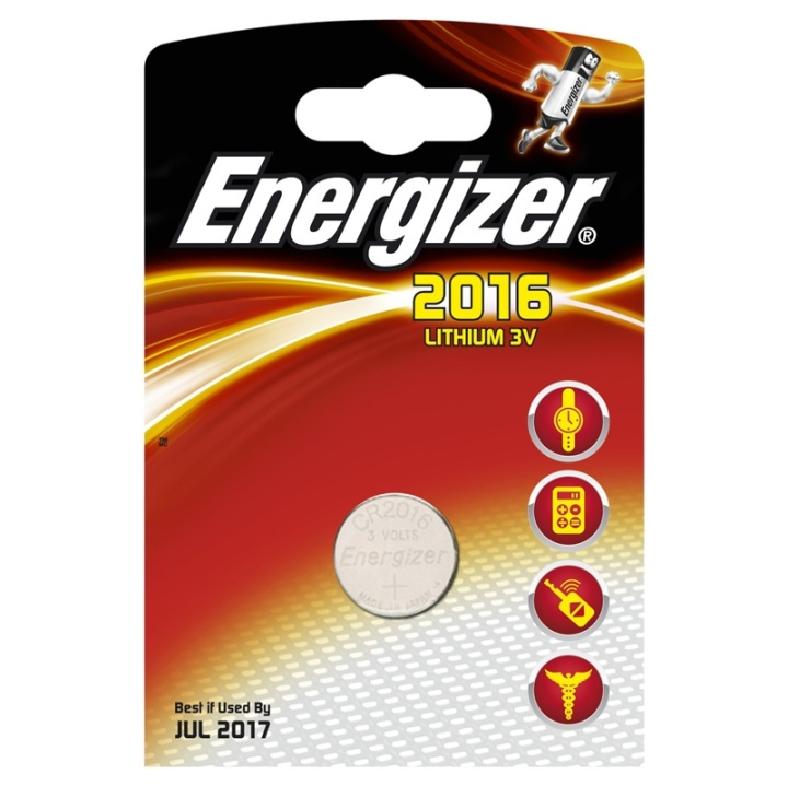 Energizer Button Cell CR2016, Lithium, 1-Pack, Silver in the group HOME ELECTRONICS / Batteries & Chargers / Batteries / Button cell at TP E-commerce Nordic AB (38-47909)