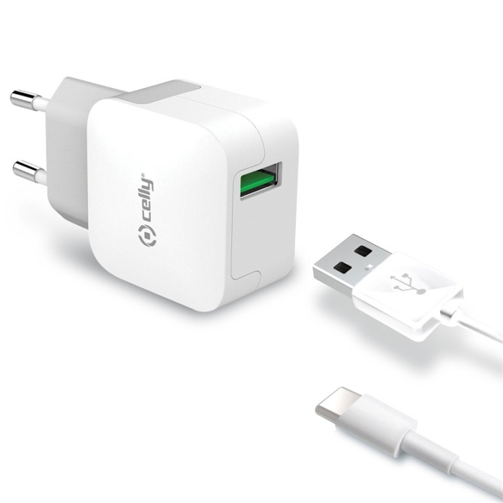 Celly USB-laddare USB-C 2,4A in the group SMARTPHONE & TABLETS / Chargers & Cables / Wall charger / Wall charger USB at TP E-commerce Nordic AB (38-50656)