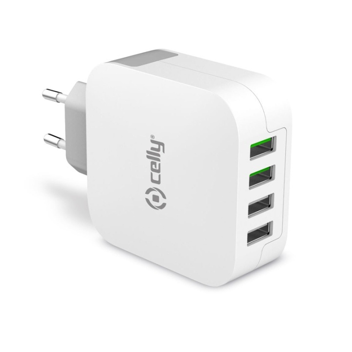 Celly USB-laddare 4xUSB 4,8A in the group SMARTPHONE & TABLETS / Chargers & Cables / Wall charger / Wall charger USB at TP E-commerce Nordic AB (38-50657)