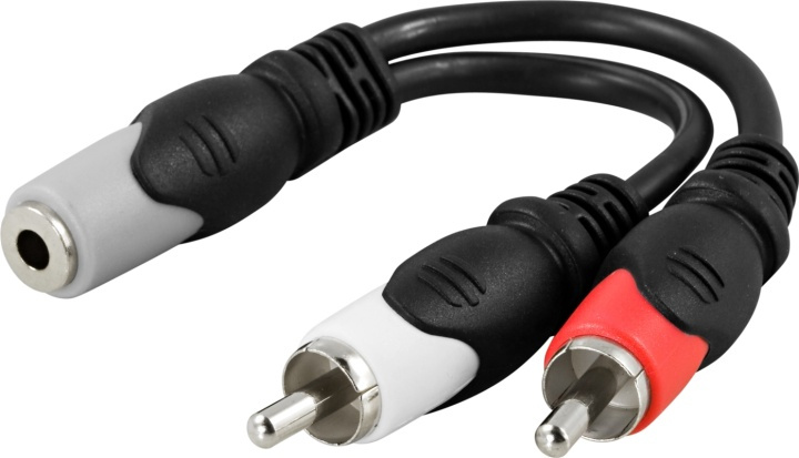 DELTACO multimedia-adapter 3,5mm ho till 2xRCA ha, 10cm in the group HOME ELECTRONICS / Cables & Adapters / RCA / Adapters at TP E-commerce Nordic AB (38-5142)