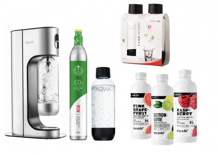 AGA Aqvia Exclusive Steel Black Paket in the group HOME, HOUSEHOLD & GARDEN / Household appliances / Water & Juice / Carbonation machines / Carbonation machines at TP E-commerce Nordic AB (38-5273PKT)