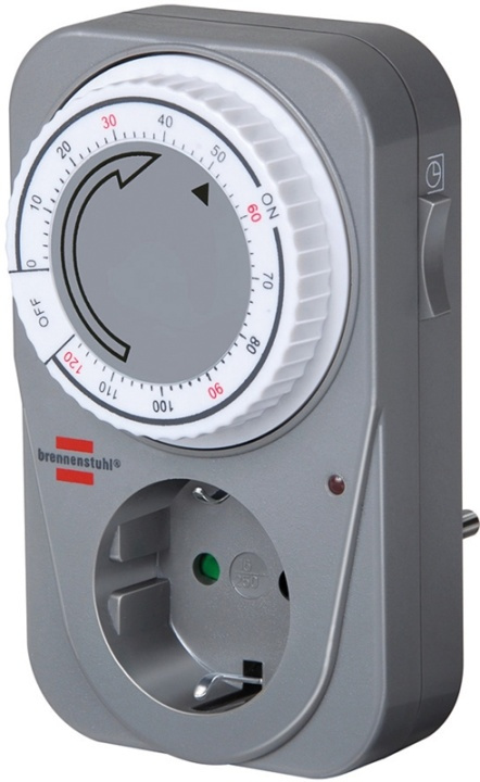 Brennenstuhl timer för jordade uttag, 2h, 230V/16A/3500W, grå/vit in the group HOME, HOUSEHOLD & GARDEN / Electricity & Lighting / Timers at TP E-commerce Nordic AB (38-52743)