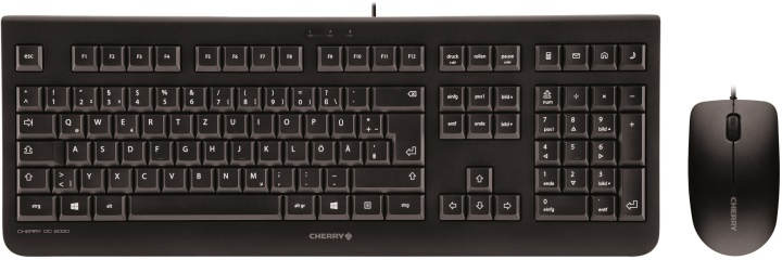 Cherry DC 2000, standardtangentbord inkl. 3-knappars mus, svart in the group COMPUTERS & PERIPHERALS / Mice & Keyboards / Keyboards / Combo packs at TP E-commerce Nordic AB (38-52834)