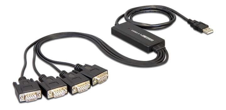 DeLOCK USB 2.0 to 4xSerial adapter, 1xUSB Type A ma, 4xDB9 ma, black in the group COMPUTERS & PERIPHERALS / Computer cables / Other computer cables at TP E-commerce Nordic AB (38-52956)