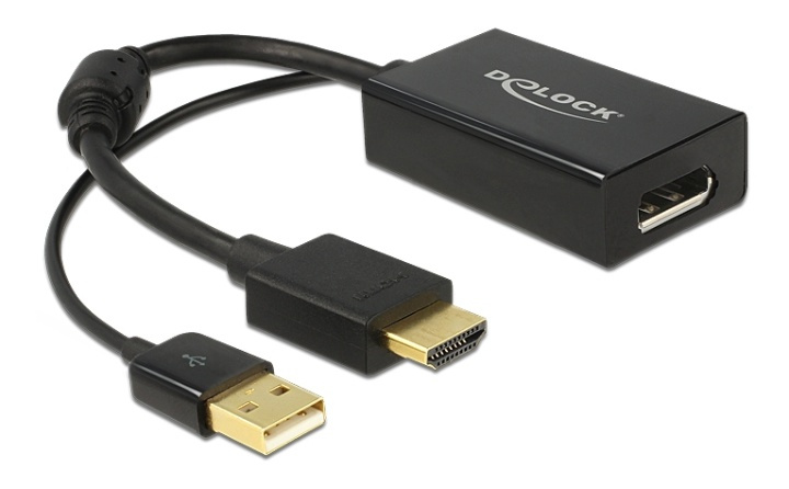 DeLOCK HDMI to Displayport adapter, 4K, HDMI male, DP female, black in the group COMPUTERS & PERIPHERALS / Computer cables / DisplayPort / Adapters at TP E-commerce Nordic AB (38-52971)