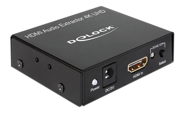 DeLOCK HDMI Stereo/5.1 audio extractor, UltraHD, S/PDIF, 3,5mm, black in the group COMPUTERS & PERIPHERALS / Computer components / Sound card at TP E-commerce Nordic AB (38-52976)