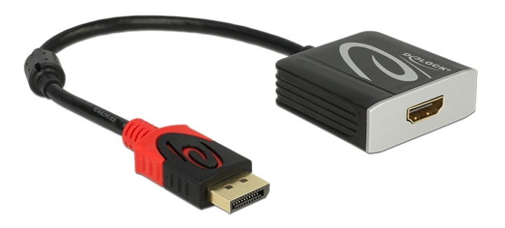 DeLOCK DisplayPort to HDMI-adapter, active, 4K in 60Hz, 0,2m, black in the group COMPUTERS & PERIPHERALS / Computer cables / DisplayPort / Adapters at TP E-commerce Nordic AB (38-52985)