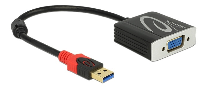 DeLOCK USB 3.0 to VGA adapter, 1920x1200, 0,2m, black in the group COMPUTERS & PERIPHERALS / Computer cables / VGA / Adapters at TP E-commerce Nordic AB (38-52987)