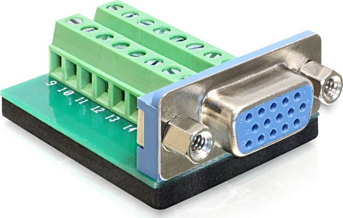 DeLOCK Adapter Terminalblock, VGA Sub-D 15Pin Hona in the group COMPUTERS & PERIPHERALS / Computer cables / VGA / Adapters at TP E-commerce Nordic AB (38-52992)