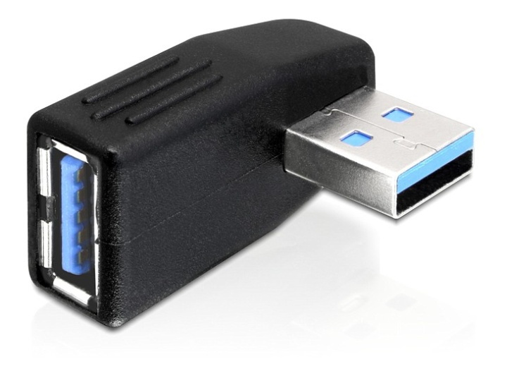 DeLOCK USB 3.0 adapter, angled 270° horizontal, male-female, black in the group COMPUTERS & PERIPHERALS / Computer cables / USB / USB-A / Adapters at TP E-commerce Nordic AB (38-52997)