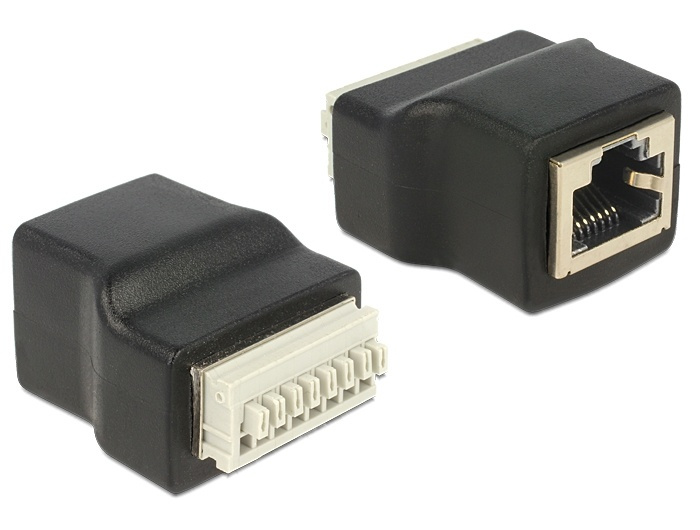 DeLOCK RJ45 terminalblocksadapter, skruvlös, RJ45 hona, svart in the group COMPUTERS & PERIPHERALS / Computer cables / Network cables / Adapters & Conductor joints at TP E-commerce Nordic AB (38-53008)