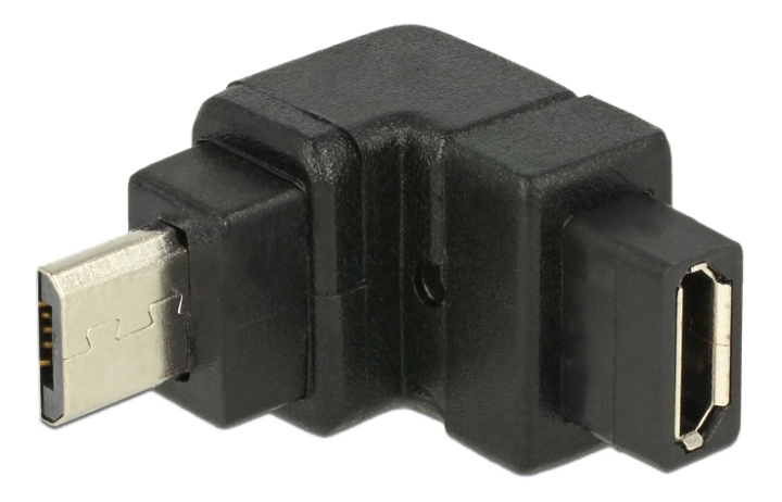 DeLOCK Adapter USB 2.0 MicroB male-USB 2.0 MicroB female angled up in the group COMPUTERS & PERIPHERALS / Computer cables / USB / Micro-USB / Adapters at TP E-commerce Nordic AB (38-53025)