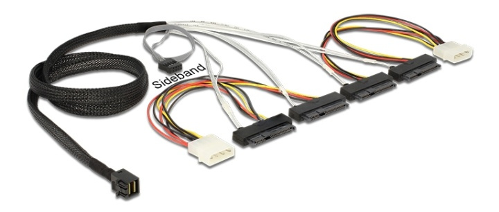 Kabel mini SAS HD SFF-8643>4XSAS SFF-8482+Power 1m in the group COMPUTERS & PERIPHERALS / Computer cables / Internal / Power cables & Adapters at TP E-commerce Nordic AB (38-53037)