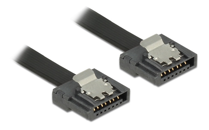 DeLOCK SATA FLEXI cable, 6Gbps, lock clips, 20cm, black in the group COMPUTERS & PERIPHERALS / Computer cables / Internal / SATA at TP E-commerce Nordic AB (38-53058)