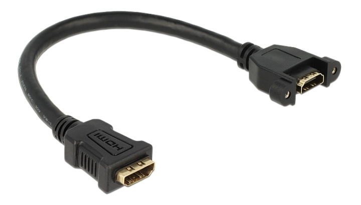 DeLOCK HDMI cable for panel mount, 2xHDMI 19-pin female, 0,25m, black in the group HOME ELECTRONICS / Cables & Adapters / HDMI / Cables at TP E-commerce Nordic AB (38-53075)
