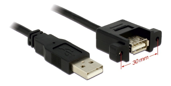 DeLOCK USB 2.0 cable for panel mount, USB type A male - USB type A fem in the group HOME ELECTRONICS / Storage media / USB memory / USB 2.0 at TP E-commerce Nordic AB (38-53077)