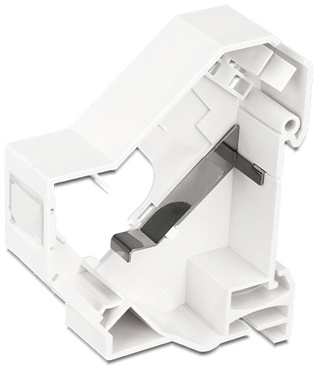 DeLOCK Keystone Mounting for DIN rail, shielded, white in the group COMPUTERS & PERIPHERALS / Computer cables / Network cables / Adapters & Conductor joints at TP E-commerce Nordic AB (38-53084)