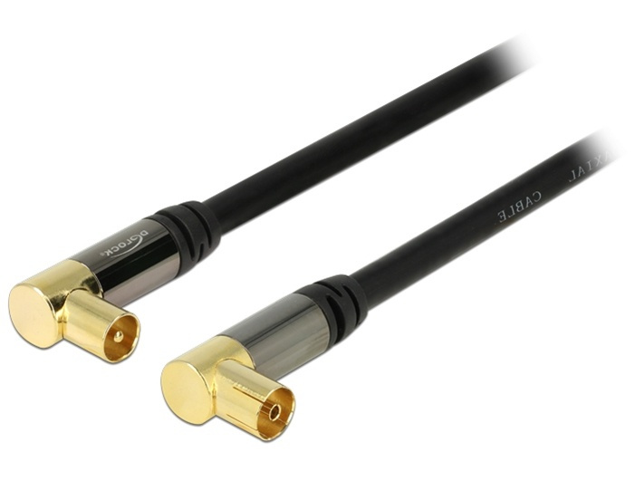 DeLOCK antennkabel, 75 Ohm, guldpläterade vinklade kontakter, 1m, sva in the group HOME ELECTRONICS / Cables & Adapters / Antenna cables & Accessories / Antenna cables at TP E-commerce Nordic AB (38-53113)