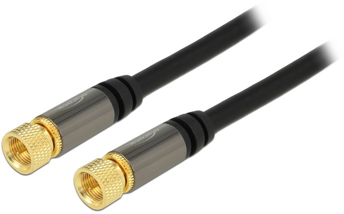 DeLOCK Antennkabel, RG6/U, skruvm F-kontakt hane - hane, 75 Ohm, svart in the group HOME ELECTRONICS / Cables & Adapters / Antenna cables & Accessories / Antenna cables at TP E-commerce Nordic AB (38-53117)
