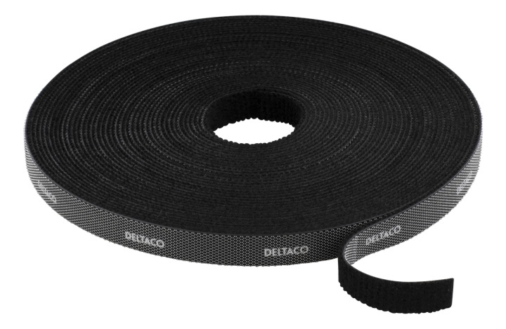 DELTACO Hook and loop fastener cable ties, width 9mm, 10m, black in the group HOME ELECTRONICS / Cables & Adapters / Kable management at TP E-commerce Nordic AB (38-53210)