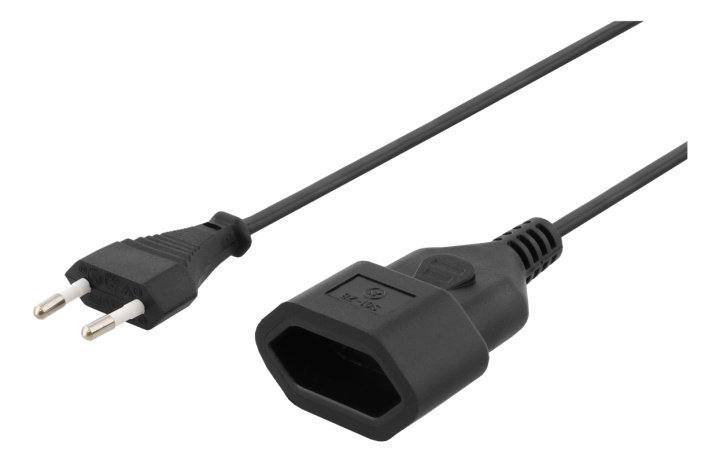 DELTACO ungrounded power cable, CEE 7/16 to IEC 60906-1, 1m, black in the group COMPUTERS & PERIPHERALS / Computer cables / Device kable at TP E-commerce Nordic AB (38-53252)