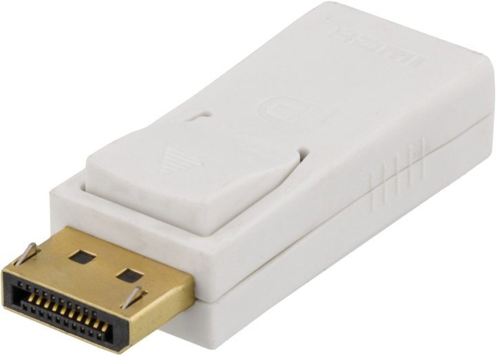 DELTACO DisplayPort to HDMI adapter, white, 4K UHD at 30Hz, in the group COMPUTERS & PERIPHERALS / Computer cables / DisplayPort / Adapters at TP E-commerce Nordic AB (38-53323)